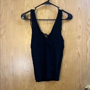 Black Lace-Up Women's Top